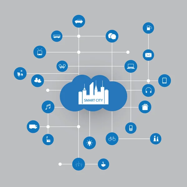 Concepto de diseño de ciudad inteligente con iconos — Archivo Imágenes Vectoriales