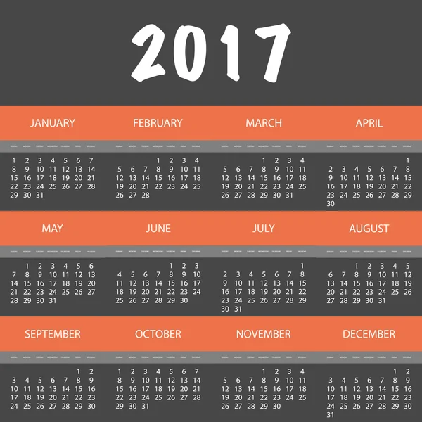 Conception de calendrier pleine année colorée 2017 — Image vectorielle