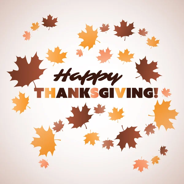 Happy Thanksgiving kort formgivningsmall med spridda fallna hösten lämnar — Stock vektor