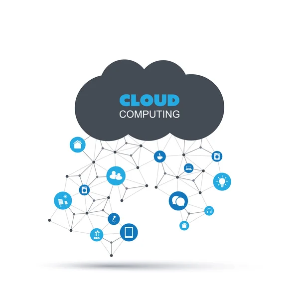 Cloud Computing, Iot, Iiot, sieci, energii, koncepcja przyszłych technologii, kreatywnych szablon z ikony - ilustracja w formacie edytowalny wektor zielony — Wektor stockowy