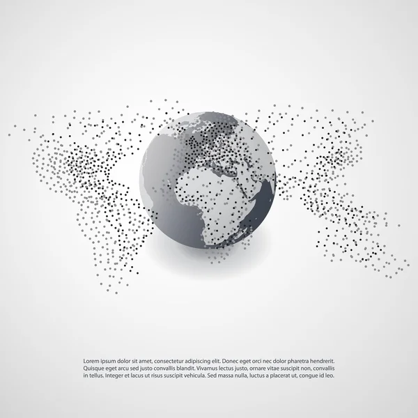 Cloud Computing en netwerken, technologie Concept met de kaart van de wereld - Abstract wereldwijde digitale netwerkverbindingen, creatieve ontwerpsjabloon — Stockvector