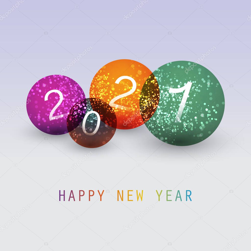 Best Wishes - Simple Colorful Abstract Modern Style Happy New Year Greeting Card, Cover or Background, Creative Design Template - 2021