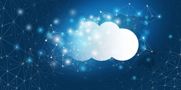 Cloud Computing Design Concept Connessioni Digitali Sfondo Tecnologico Con Griglia — Vettoriale Stock