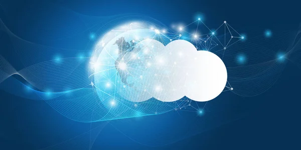 Cloud Computing Design Concept Digitální Připojení Technologické Zázemí Zemským Globem — Stockový vektor