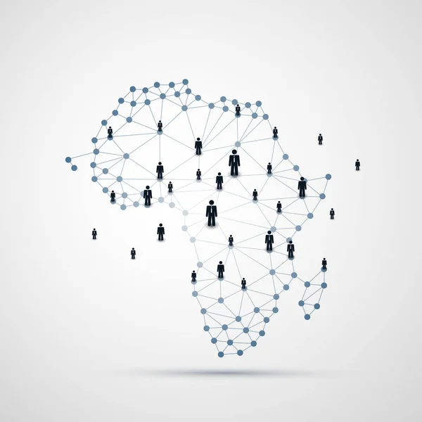 Nätverk Affärsförbindelser Konceptdesign För Sociala Medier Med Karta Över Afrika — Stock vektor