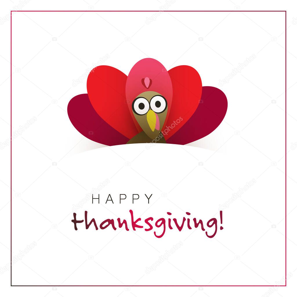 Happy Thanksgiving Card Design Template with Turkey