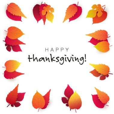 Renkli Şükran Günü Kartı Düzeni, Düşen Sonbahar Yaprakları ile Reklam Tasarım Şablonu