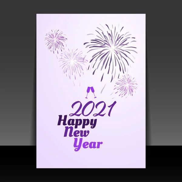 New Year Card Background Flyer Design Fireworks 2021 — Stock Vector