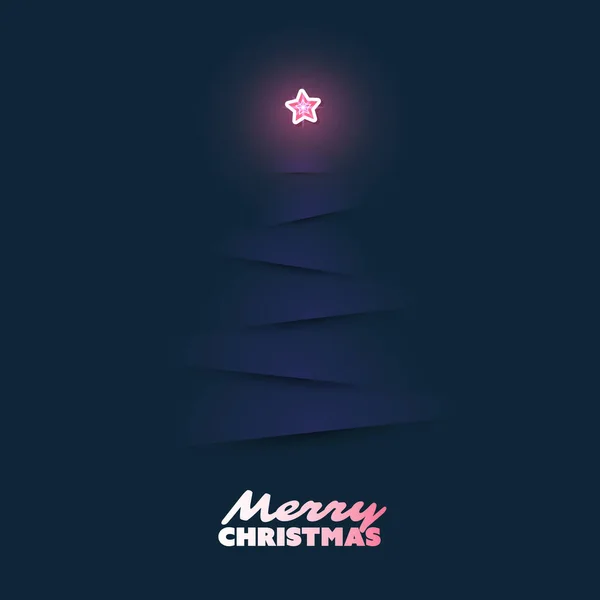 Abstract Kerstgroeten Kaart Ontwerp Met Kerstboom Silhouet — Stockvector