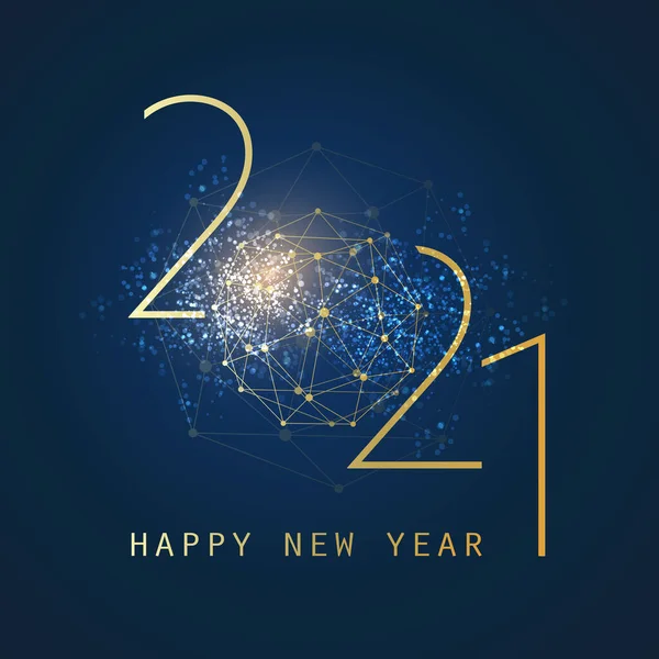 Golden Dark Blue Appy New Year Greeting Card Creative Design — Stock Vector