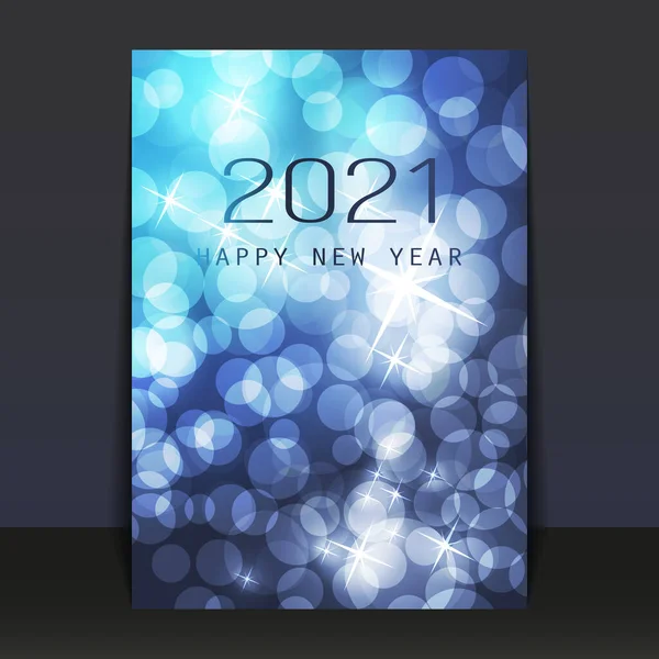 Ice Cold Blue Pattered Shimmering New Year Card Flyer Cover — Stock Vector