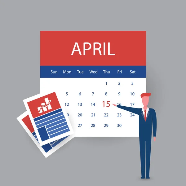 Usa Tax Day Concept Calendar Design Template Φορολογική Προθεσμία Due — Διανυσματικό Αρχείο