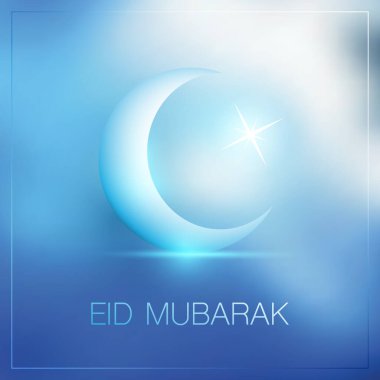 Eid Mubarak - Moon in the Sky - Greeting Card Design for Muslim Community Festival clipart