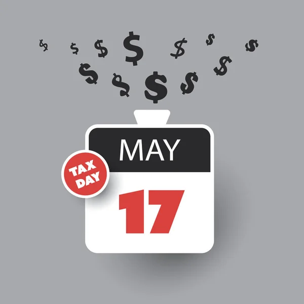 Tax Day Reminder Concept Kalender Ontwerp Template Usa Tax Deadline — Stockvector