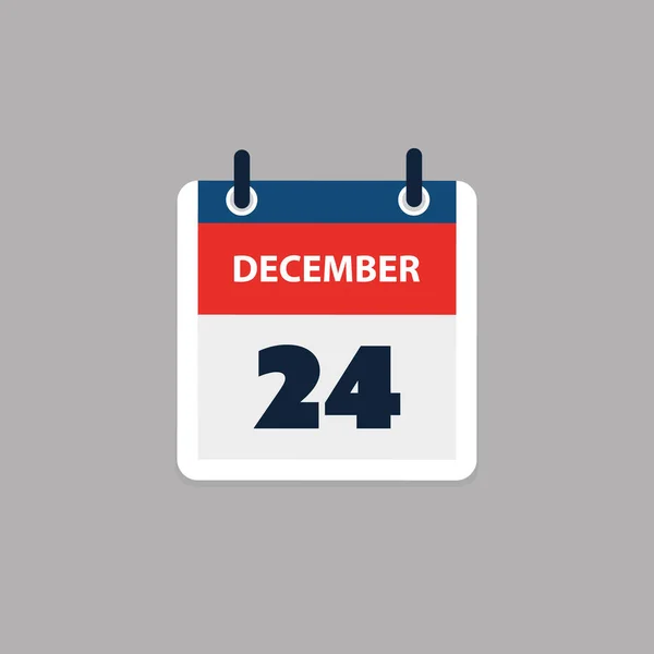 12月24日のクリスマス イブのためのカレンダーページデザイン ベクトルイラスト — ストックベクタ