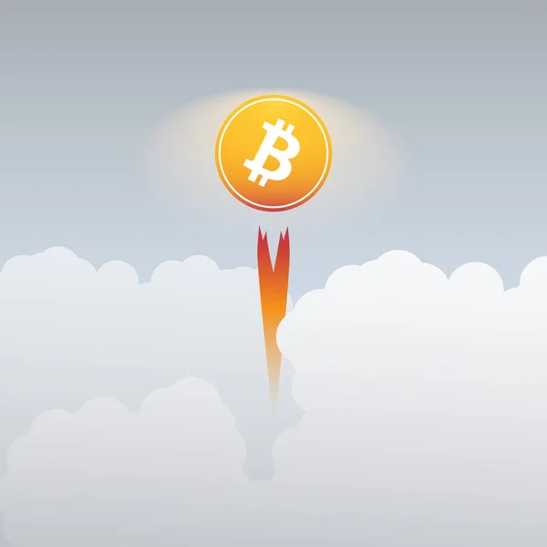 Succès Dans Investissement Crypto Monnaie Bitcoin Taux Dans Rocket High — Image vectorielle