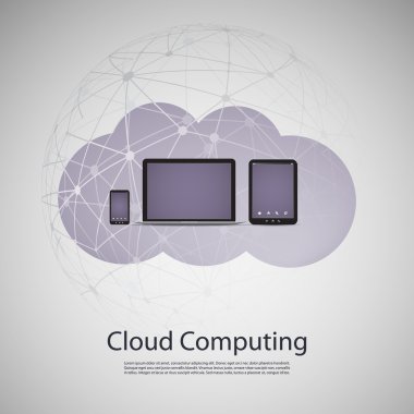Cloud Computing and Networks Concept with Laptop Computer and Smart Phone clipart