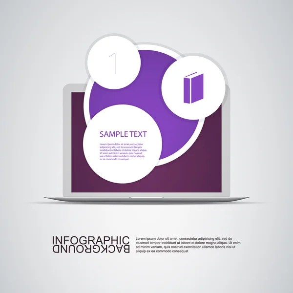 Circulaire tekstvakken met laptopcomputer - sjabloon illustratie voor werkstroom lay-out, diagram, grafiek of web design — Stockvector