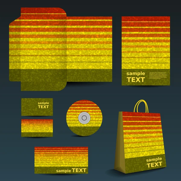 Шаблон канцелярских товаров, корпоративный дизайн с полосатым рисунком — стоковый вектор