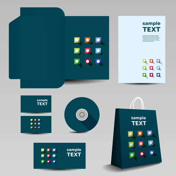 Modelo de papelaria, Design de imagem corporativa com padrão de ícones abstratos — Vetor de Stock