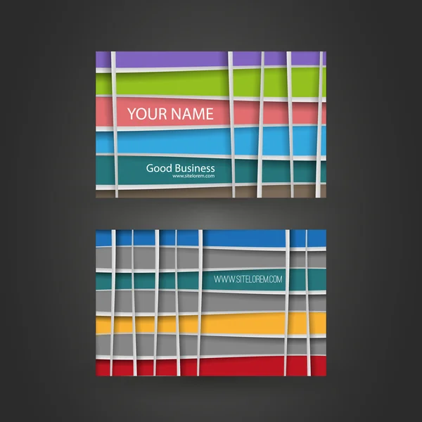 Carte cadeau ou d'affaires colorée avec motif de lignes de croisement — Image vectorielle