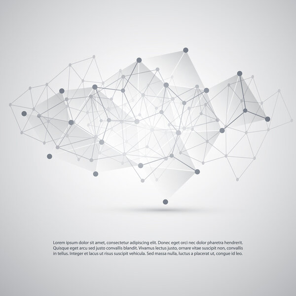 Соединения - Молекулярная, глобальная бизнес-сеть Дизайн - Абстрактная сетка фон
