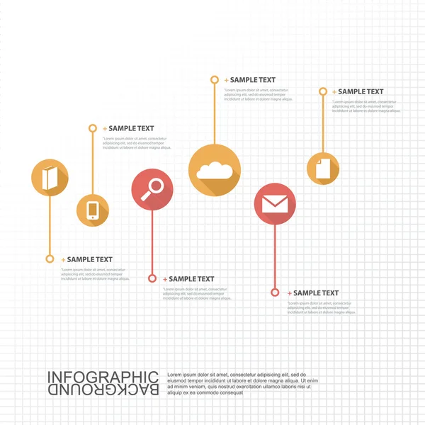 Progettazione infografica della timeline con testo e icone — Vettoriale Stock