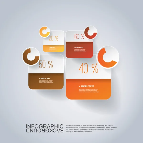 Diseño infográfico - Diseño cuadrado redondo con diagramas — Vector de stock