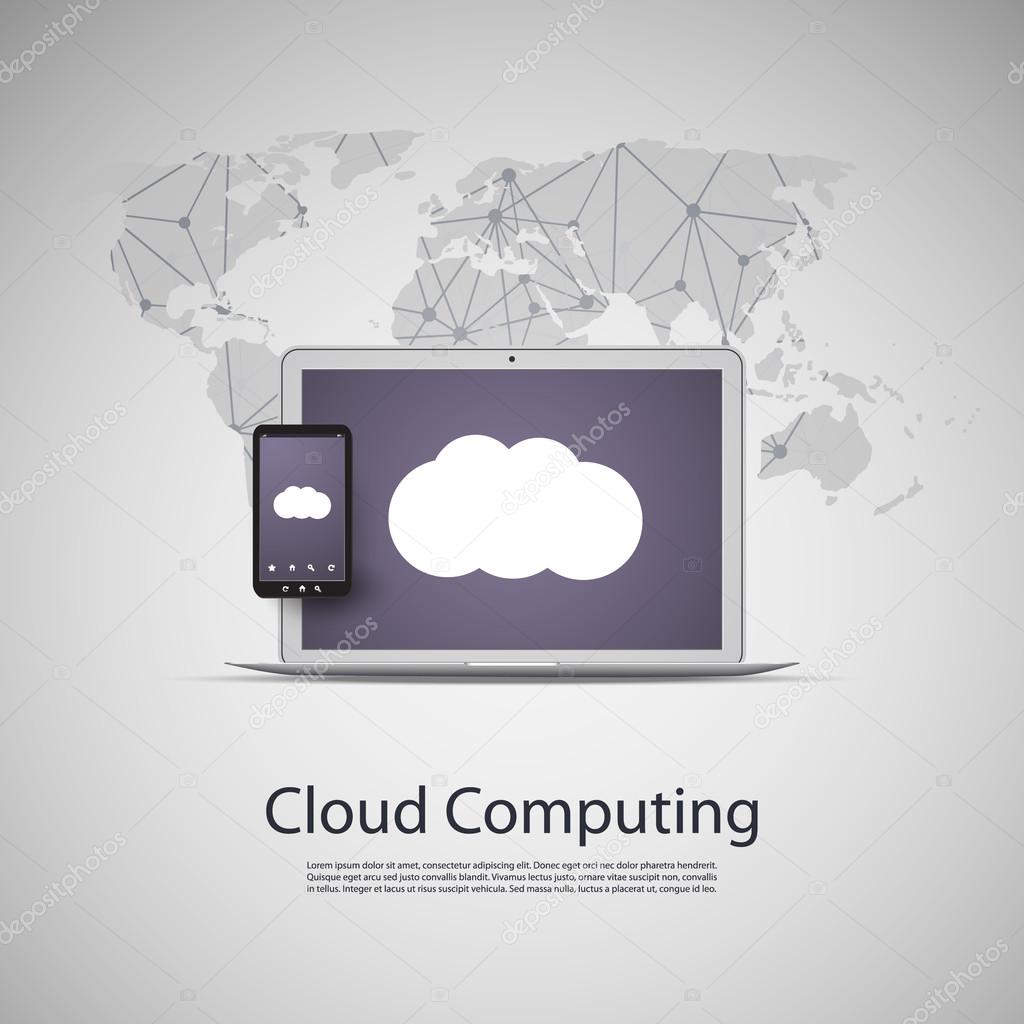 Cloud Computing and Networks Concept with Laptop Computer and Smart Phone