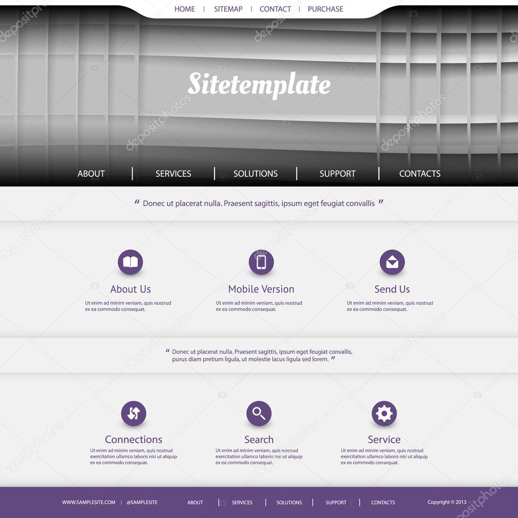 Website Template with Abstract Header Design - Wavy Lines Pattern