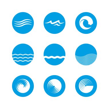 Icon set - okyanus, deniz, plaj, dalgalar