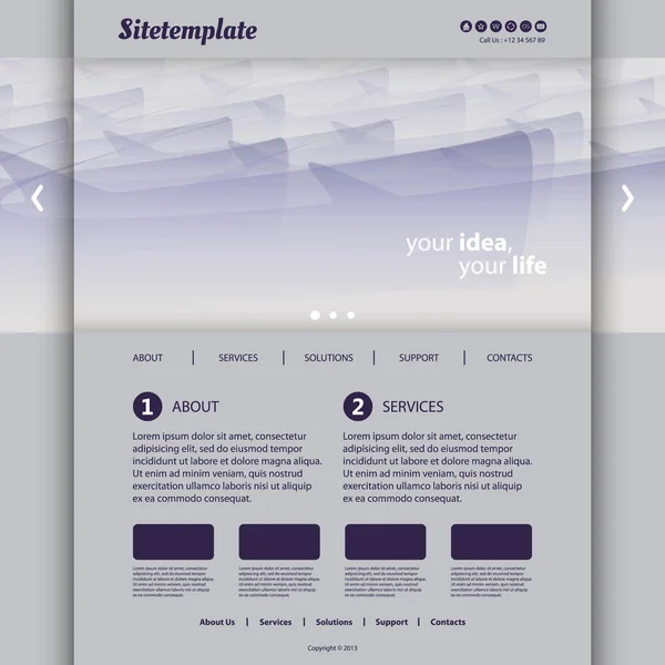 抽象的なヘッダー デザインのホームページ テンプレート — ストックベクタ