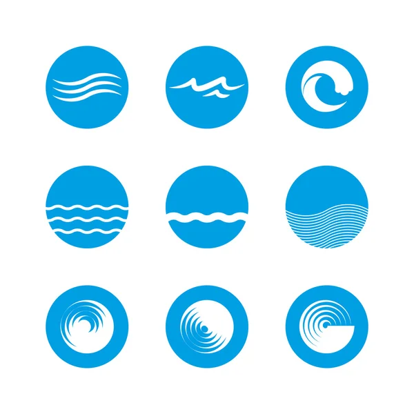 Conjunto de ícones de ondas - Oceano, Mar, Praia — Vetor de Stock