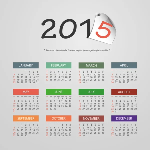 Calendrier 2015 - Conception d'illustration vectorielle — Image vectorielle