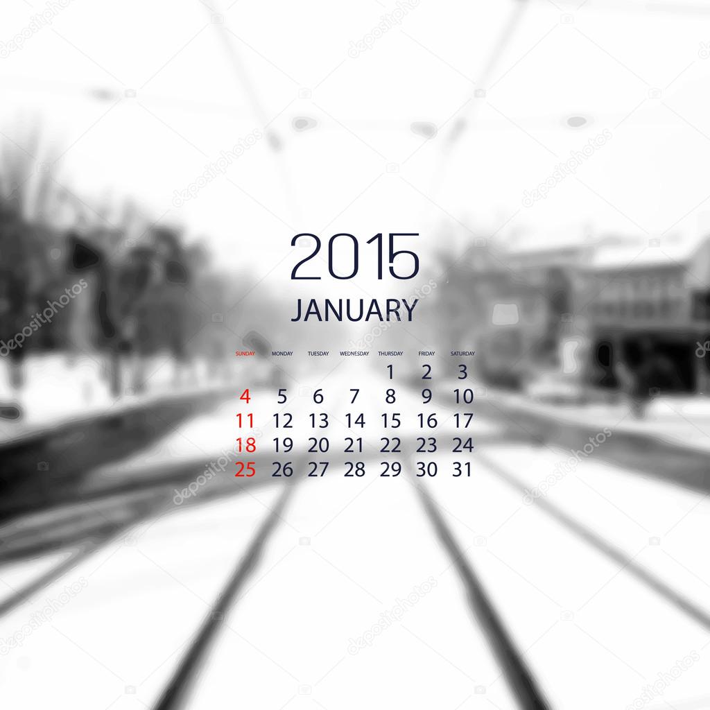 Monthly Calendar 2015 January - Vector Illustration Design