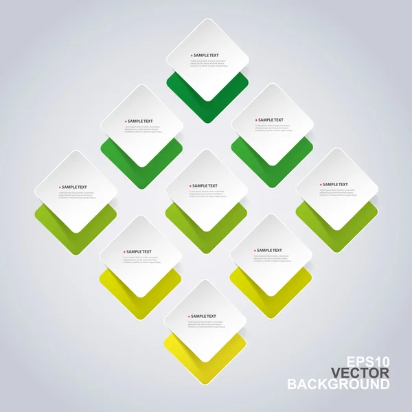 Conception minime d'infographie de coupe de papier - carrés ronds — Image vectorielle