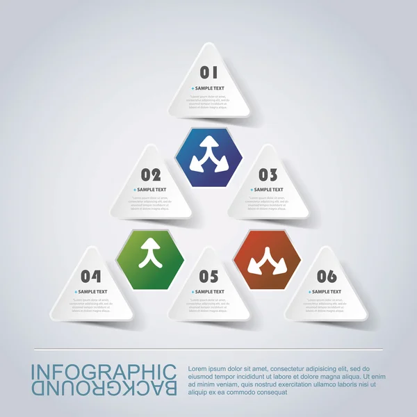 Diseño de Infografía de Corte de Papel Mínimo - Triángulos y Hexagones — Archivo Imágenes Vectoriales