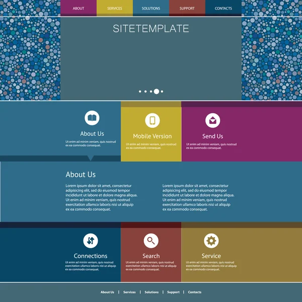 Modèle de site Web avec conception abstraite en-tête - Modèle pointillé coloré — Image vectorielle