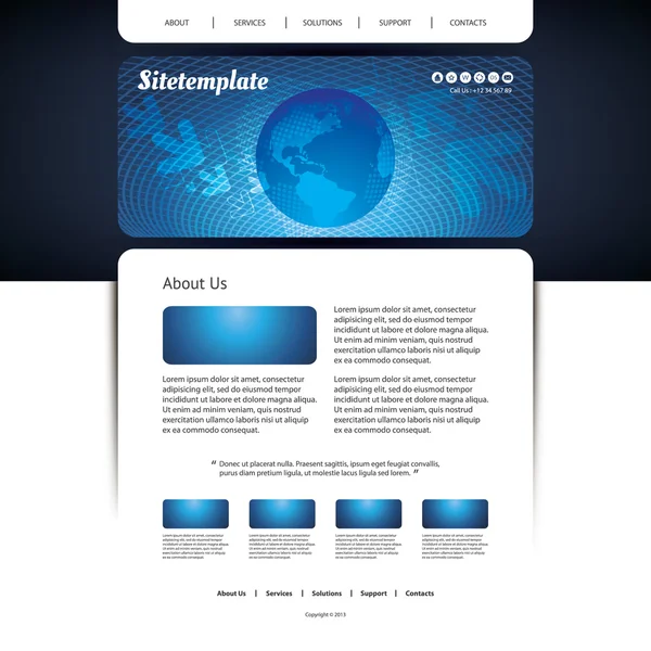 Modèle de site Web avec conception abstraite en-tête - Terre, flèches, lignes ondulées — Image vectorielle