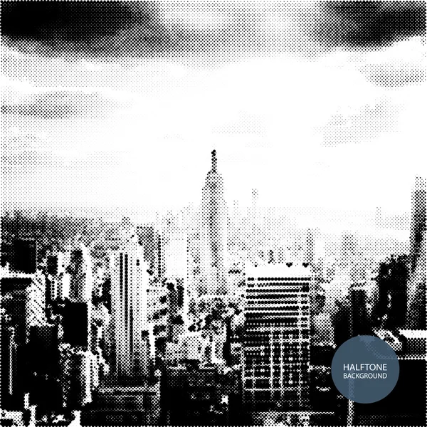 Halbtones Hintergrunddesign - new york skyline — Stockvektor