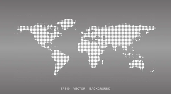 Tečkovaná mapa Design - mapa světa polotónů — Stockový vektor