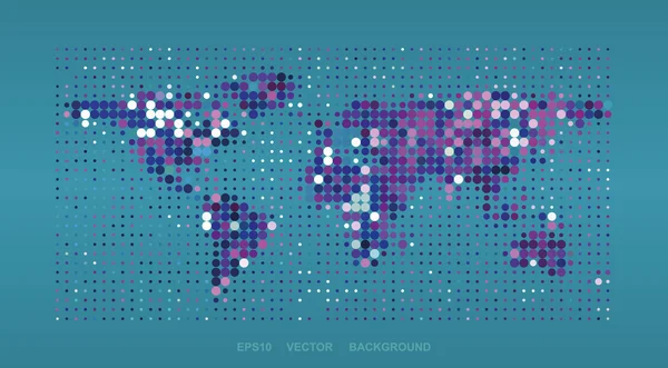 Progettazione mappa punteggiata - Mappa del mondo colorata — Vettoriale Stock