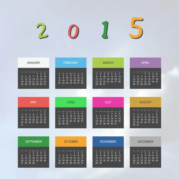 Calendar Template for Year 2015 — Stock Vector