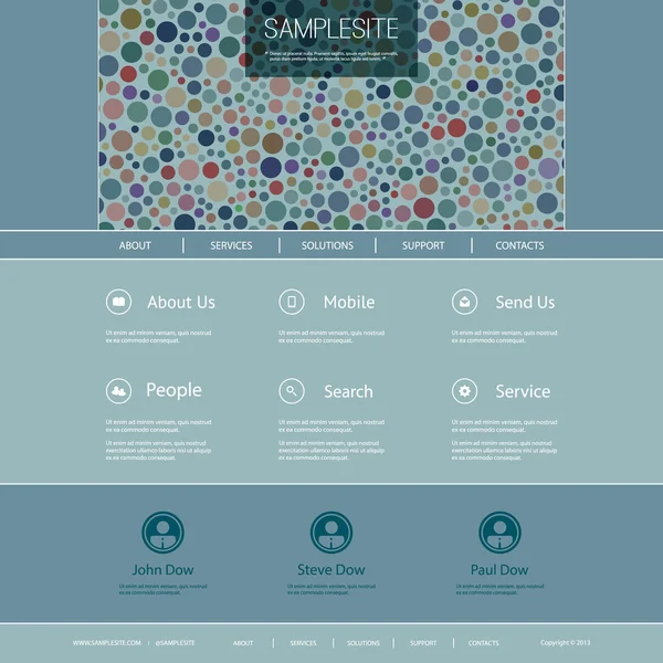 Website Template with Abstract Header Design - Colorful Dotted Pattern — Stock Vector