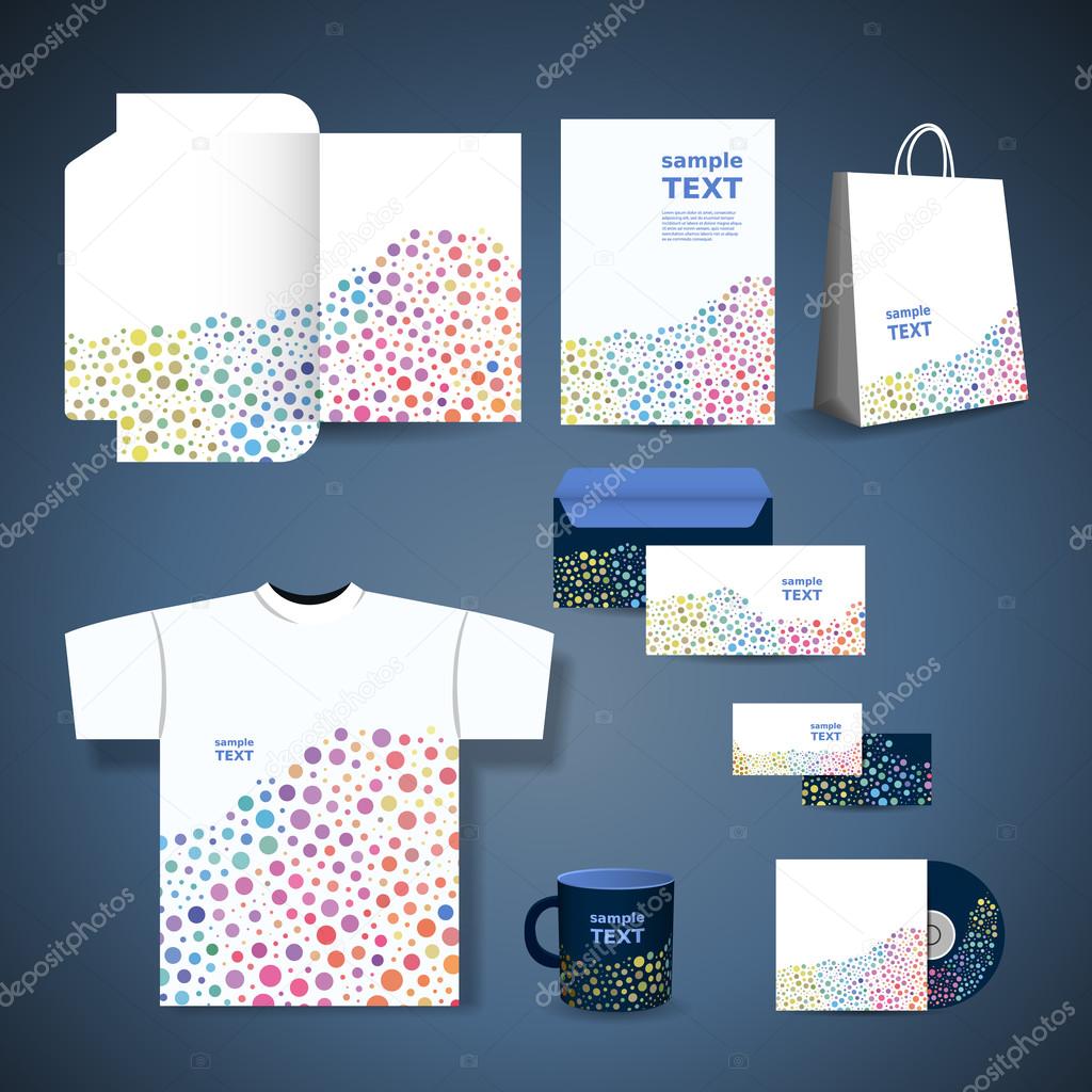 Stationery Template, Corporate Image Design with Dotted Pattern