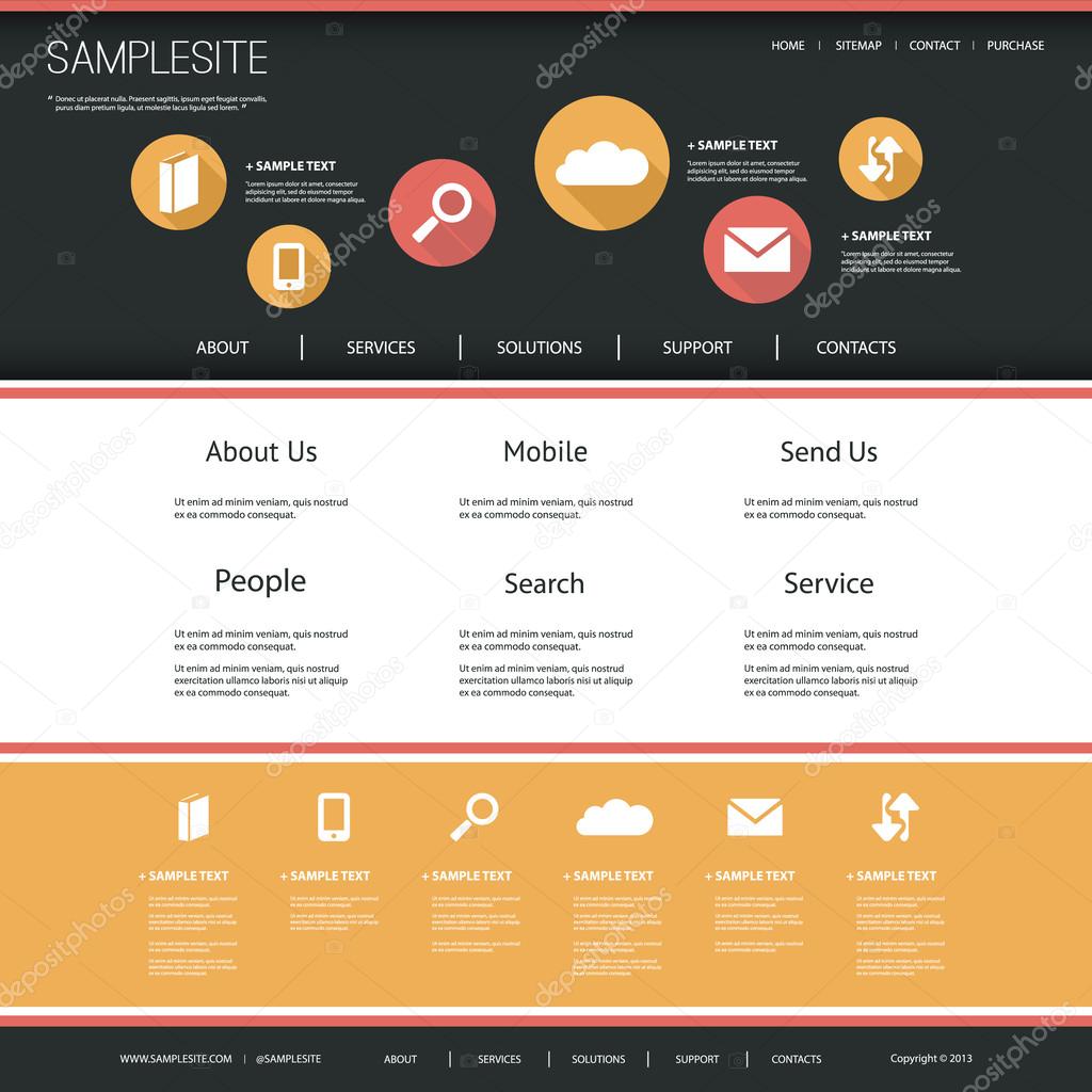 Website Template with Flat UI Design for Your Business