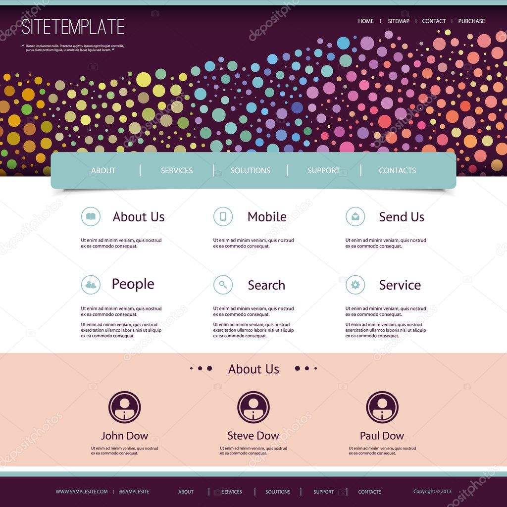 Website Template with Abstract Header Design - Colorful Dotted Pattern