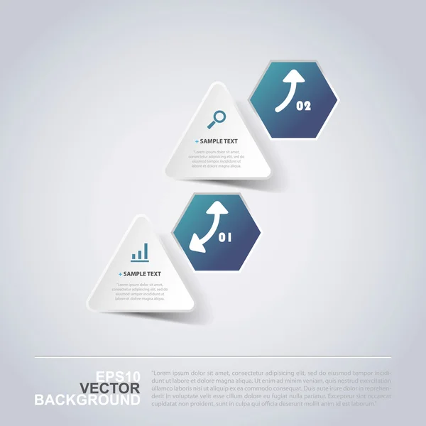 Minimale papier gesneden infographic ontwerp - driehoeken en zeshoeken — Stockvector