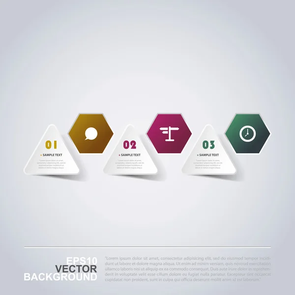 Minimal Paper Cut Infographic Design - Triangles and Hexagons — Stock Vector