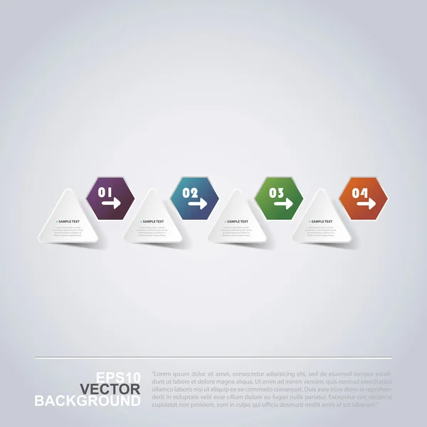 Minimal Paper Cut Infographic Design - Triangles and Hexagons — Stock Vector